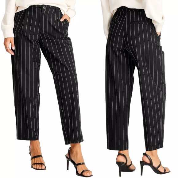 NWT Future Collective Black Pinstripe Pleated Trousers - Picture 1 of 12
